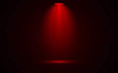 Dramatic red stage spotlight shines brightly on dark background Stock Illustration