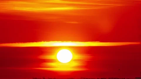 Dramatic Red Sunset Timelapse with Industrial Silhouette. Stock Footage 304669332