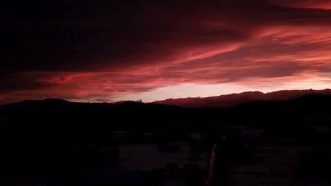 Dramatic red sunset in winter mountains Video stock 123364868