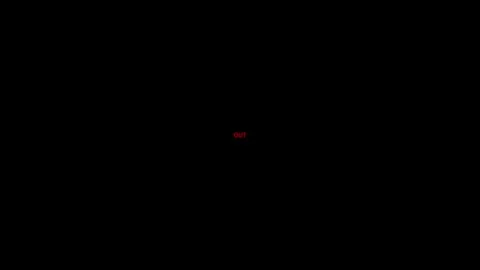 Dramatic red text displaying the word out on a dark background. Text displa.. Stock Footage 337568004