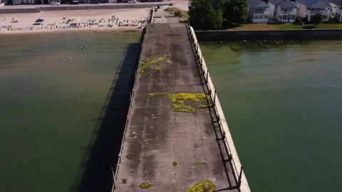 Dramatic reveal of beachfront and lake Stock Footage 220899994