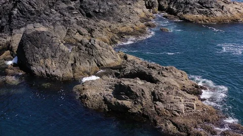Dramatic reveal of rugged coast in Vancouver Island , 4K Stock Footage 124979684