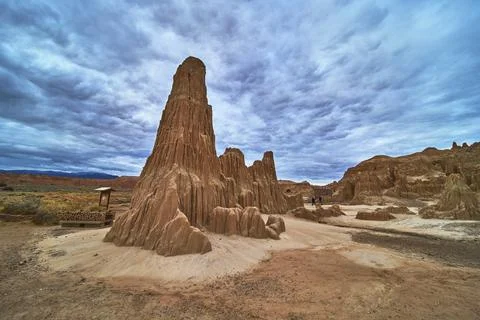 Dramatic Rock Formations and Eroded Clay Spires in Cathedral Gorge State Pa.. 写真素材