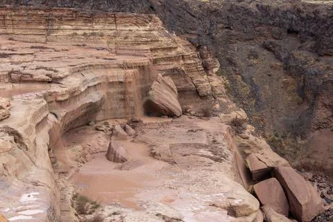 Dramatic rock formations and geological features at a canyon. Brown Chocola.. Stock Photos