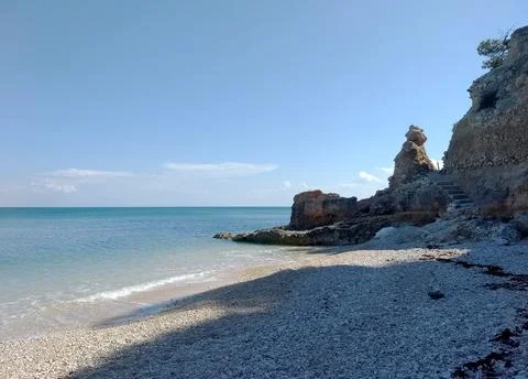 Dramatic rock formations on the Gargano coastline Stock Photos