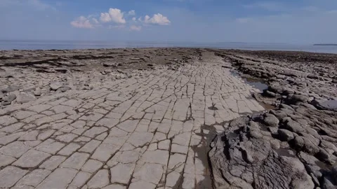 Dramatic rock formations at Lavernock Point Stock Footage 309188928