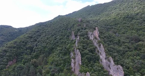 Dramatic rocks - drone - sobron 2 Stock Footage 94049574