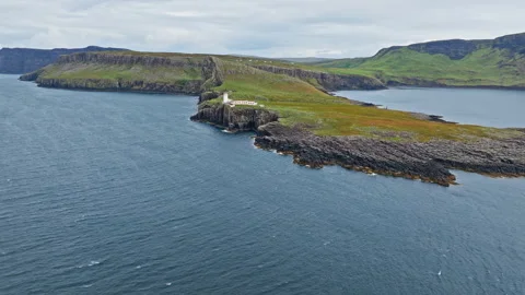 Dramatic rocky cliff on the coastline in Scotland, United Kingdom. Stock Footage 282315028