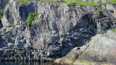 Dramatic Rocky Cliffs and Water at Lofoten Islands Norway Stock Footage 339036934