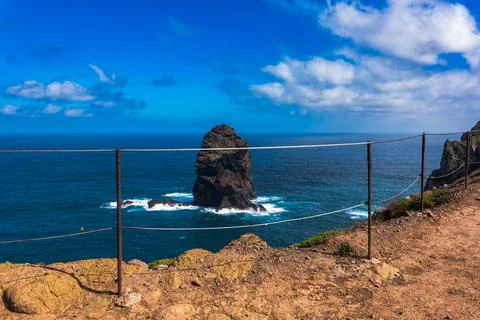 Dramatic Rocky Coastal Cliff Viewpoint Madeira Island Portugal Fotos Stock