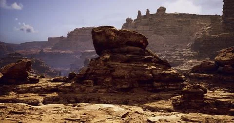 Dramatic rocky landscape under a clear sky showcasing unique formations Stock Illustration