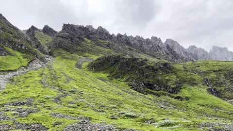 Dramatic rocky mountain ridge in molladalen norway Video stock 338358548