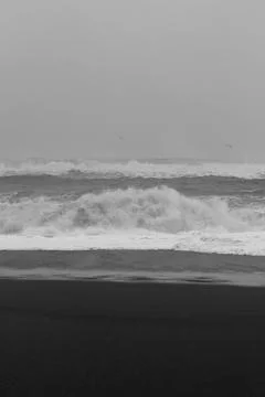 Dramatic rough ocean monochrome landscape photo Stock Photos