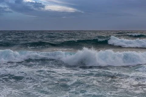 Dramatic Rough Waves in Paphos, Cyprus Stock Photos