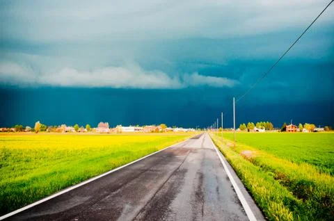 Dramatic rural landscape before storm Stock Photos