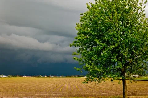 Dramatic rural landscape before storm Stock Photos