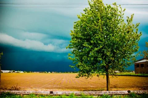 Dramatic rural landscape before storm Stock Photos