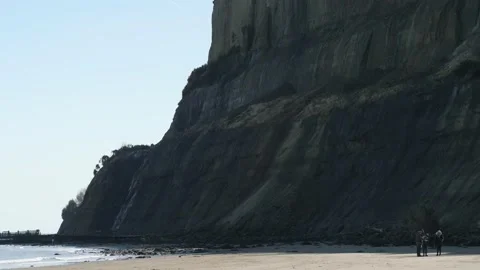 Dramatic sandstone cliffs of Luccombe on the Isle of Wight, UK Stock Footage 238722011