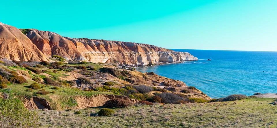 Dramatic Sandstone Cliffs Overlooking Maslin Beach Stock Photos