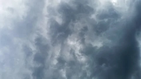 Dramatic scary dark sky cloud background fast moving epic storm Stock Footage 309000848