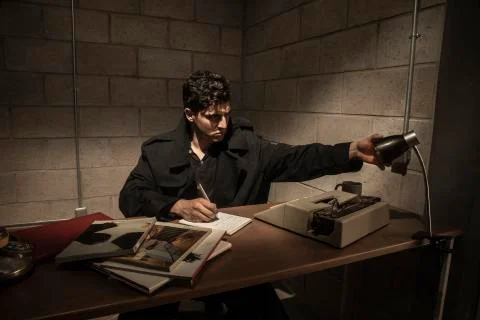 Dramatic scene of a detective Stock Photos