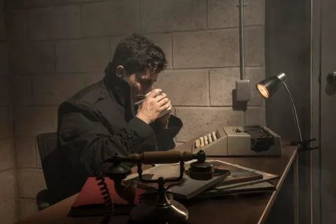 Dramatic scene of a detective Stock Photos