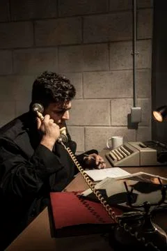 Dramatic scene of a detective Foto stock