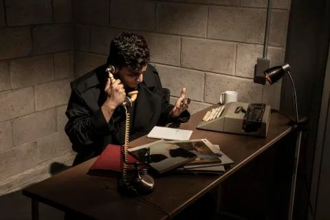 Dramatic scene of a detective Stock Photos