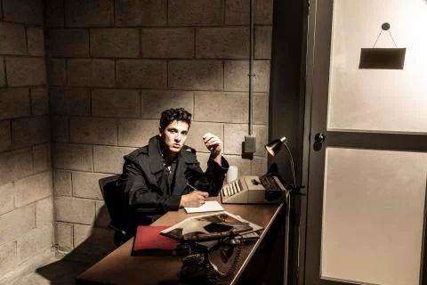 Dramatic scene of a detective Stock Photos