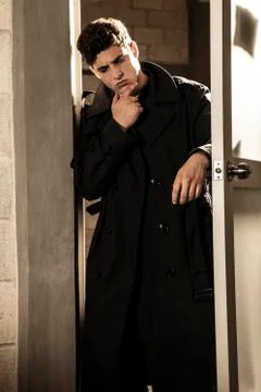 Dramatic scene of a detective Stock Photos