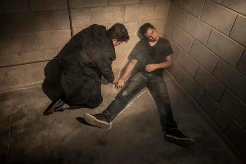 Dramatic scene of a detective Stock Photos