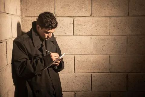 Dramatic scene of a detective Stock Photos