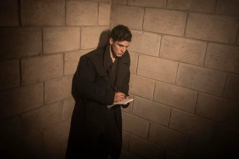 Dramatic scene of a detective Stock Photos