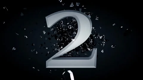 Dramatic Scene with Large Metallic Number Six and Shattered Glass Against D.. Vidéo 314069372