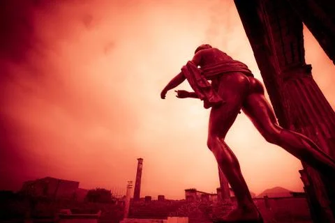 Dramatic scene of the temple of Apollo in Pompeii Stock Photos