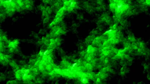 Dramatic sci fi distorted surreal movement of green cloudy structure Video stock 213578771