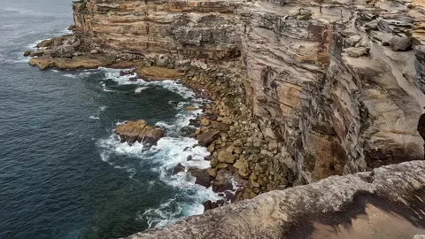 Dramatic Sea Cliffs and Coastal Erosion on the Australian Shoreline, Eagle .. Stock Footage 312061209