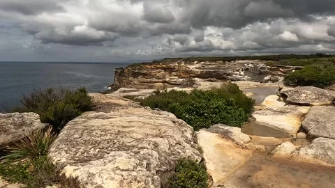 Dramatic Sea Cliffs and Coastal Erosion on the Australian Shoreline, Eagle .. Stock Footage 312061239