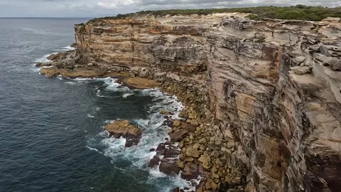 Dramatic Sea Cliffs and Coastal Erosion on the Australian Shoreline, Eagle .. Stock Footage 312061302