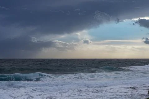 Dramatic Sea Waves in Paphos, Cyprus Stock Photos