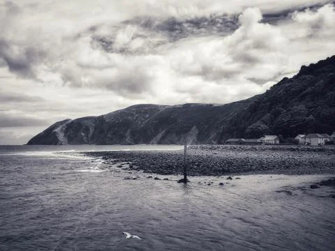Dramatic Seascape - black and white Stock Photos