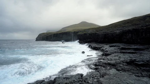 Dramatic seascape of Faroe Islands. Stock Footage 117571507