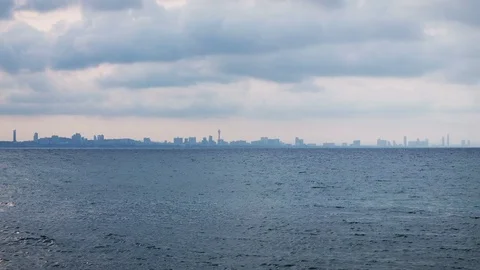Dramatic seascape rain strom pattaya view from koh larn, chon buri, thailand Stock-Footage 92568720