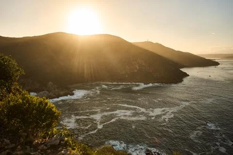 Dramatic Seaside Landscape Scene. Vivid View Of Energetic Waves Crashing Against Stock Photos