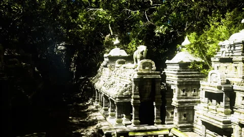 Dramatic shadows transform historic site during sunset hours Stock Footage 338339392