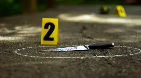 Dramatic Shot of Evidence at Crime Scene Vídeo Stock 53200276