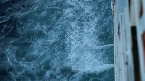 Dramatic Shot at the Railing of a Ship - Splash Video stock 111805391