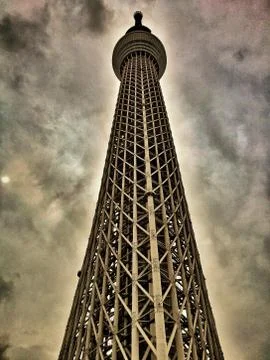 Dramatic Shot of Tokyo Sky Tree Stock Photos