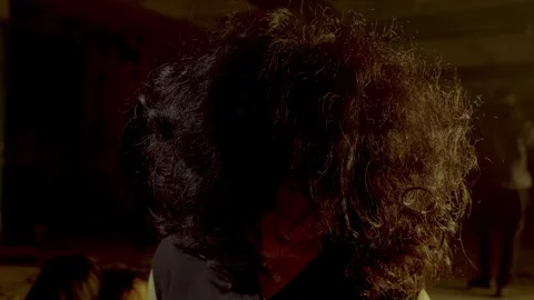 Dramatic Silhouette with Curly Hair Stock Footage 294189989