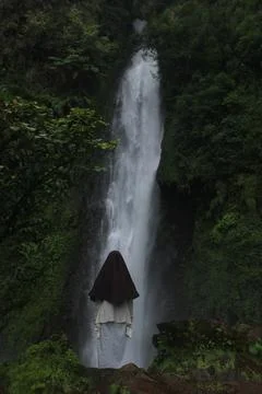 Dramatic silhouette in waterfall Stock Photos